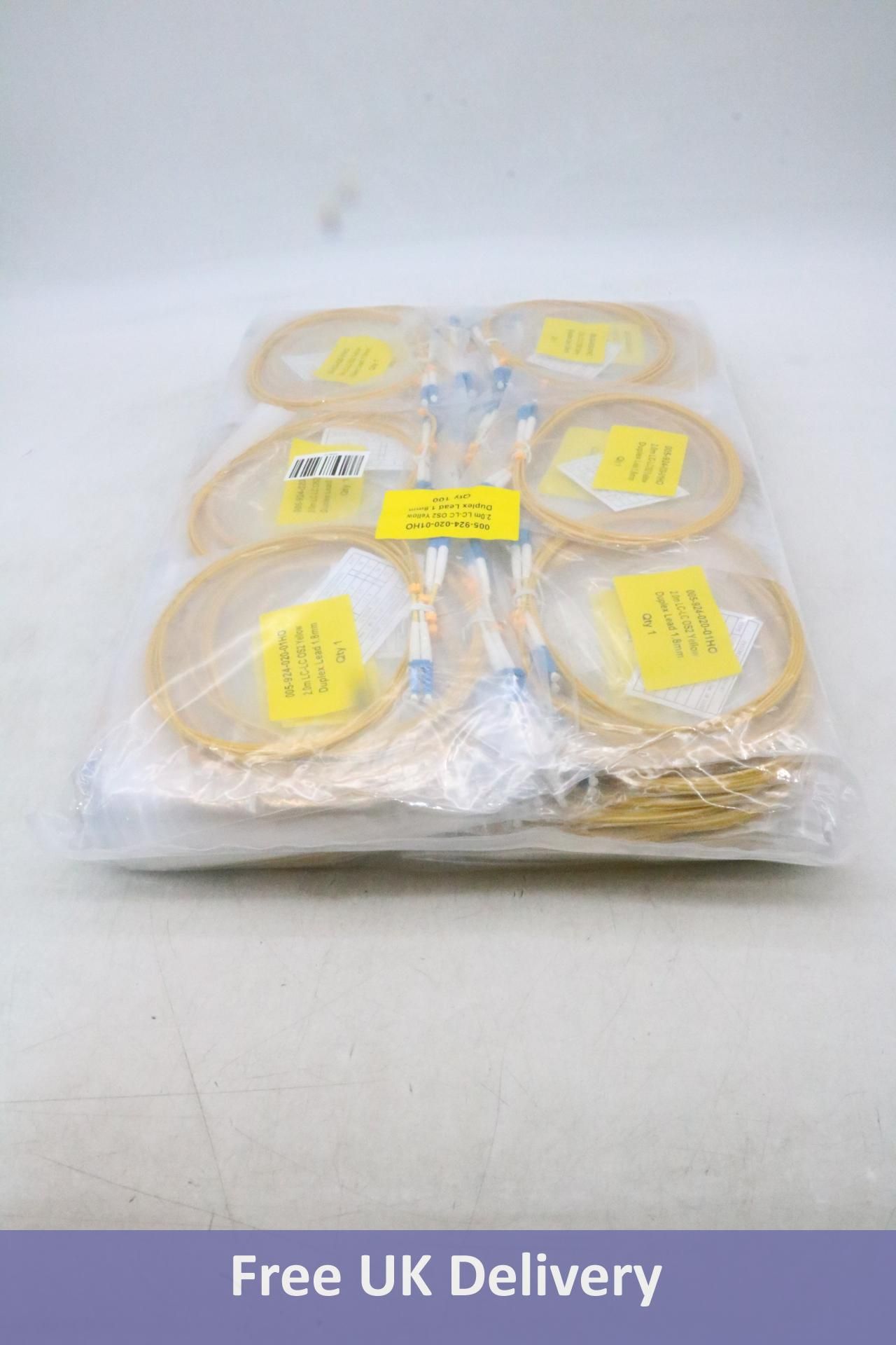 One-hundred Duplex OS2 Single Mode PVC 1.8mm, Fiber Optic Patch Cables, 2.0m, Yellow