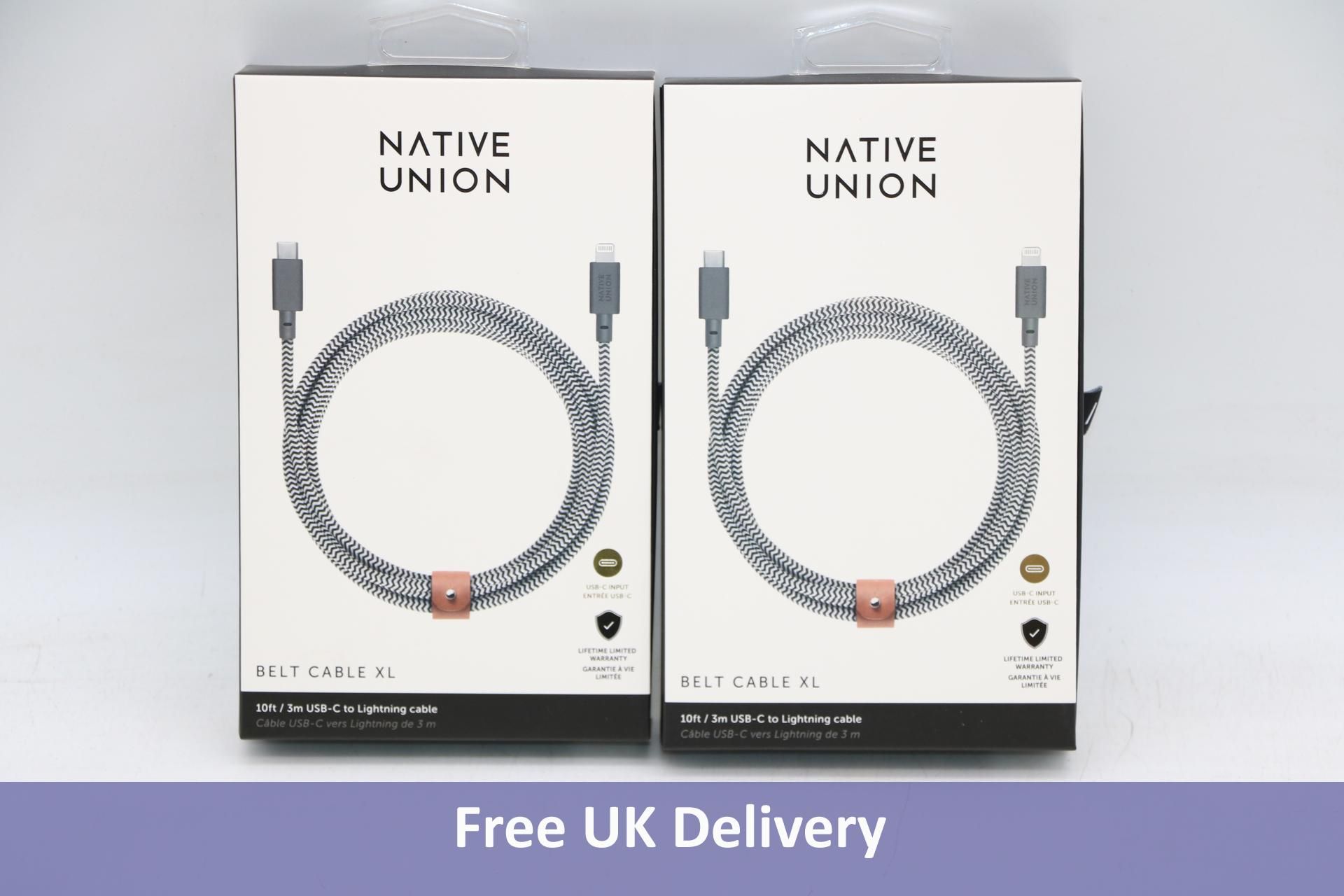 Two Native Union Belt XL 10ft/3m USB-C to Lightning Cables