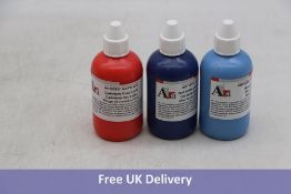 Six Bottles of Ara Acrylic Paint to include 2x Cadmium Red Light, 250ml Per Bottle, 2x Prussian Blue