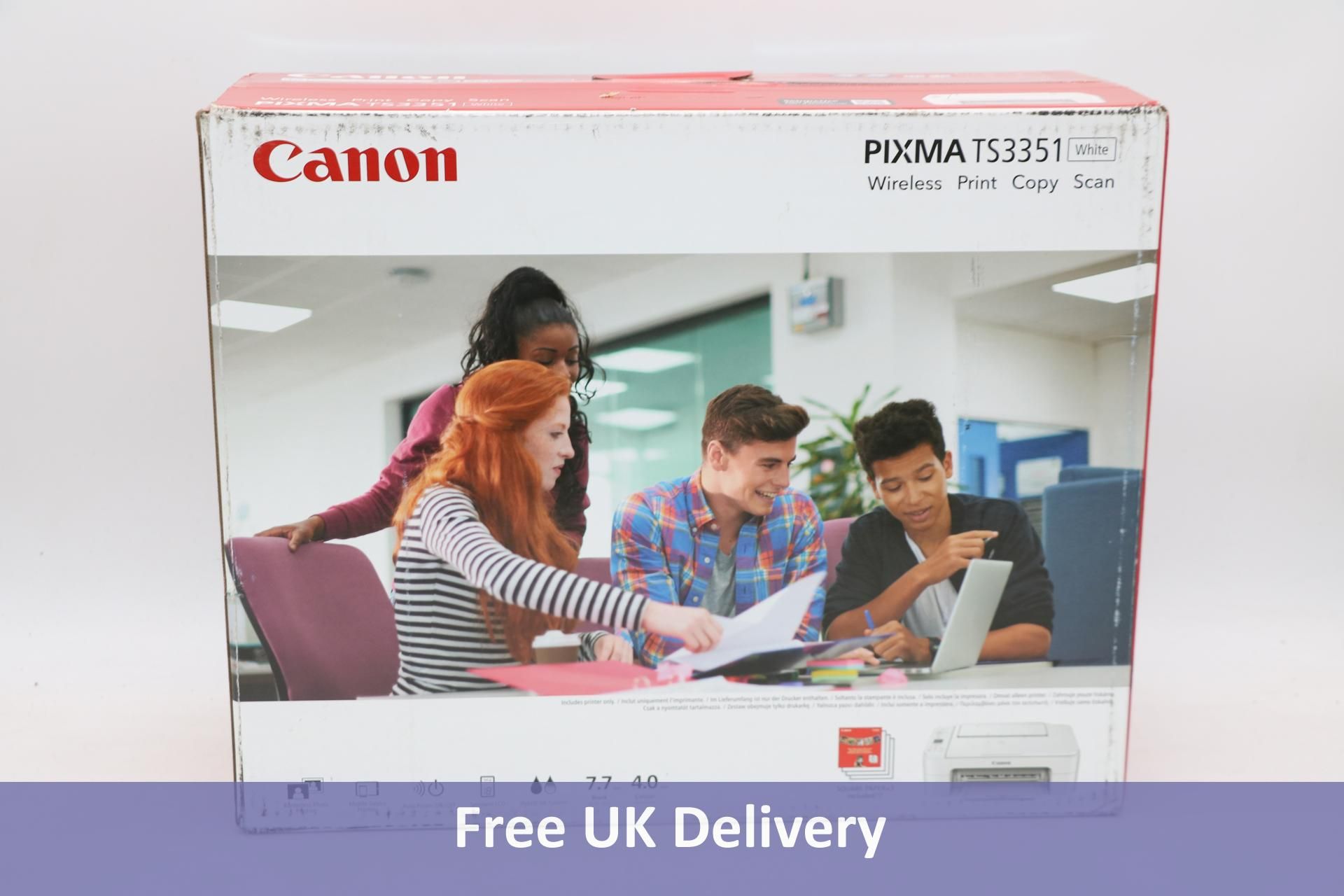 Canon PIXMA TS3351 Wireless Print Copy Scan. Box damaged