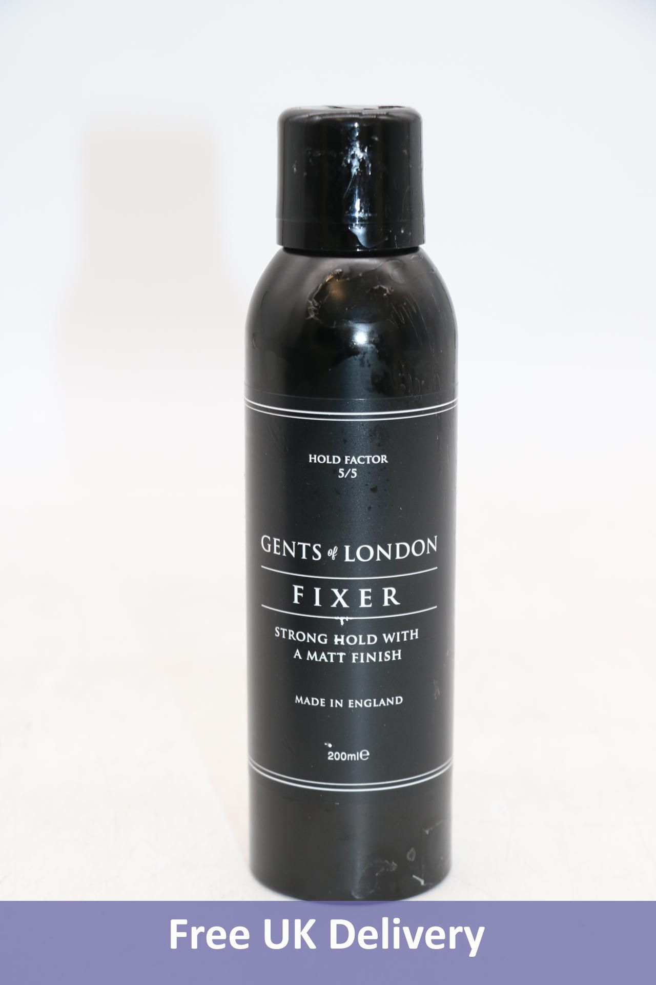 Four Bottle of Gents of London Fixer Spray Maximum Strong Hold Professional Hairspray, Black, Size 2