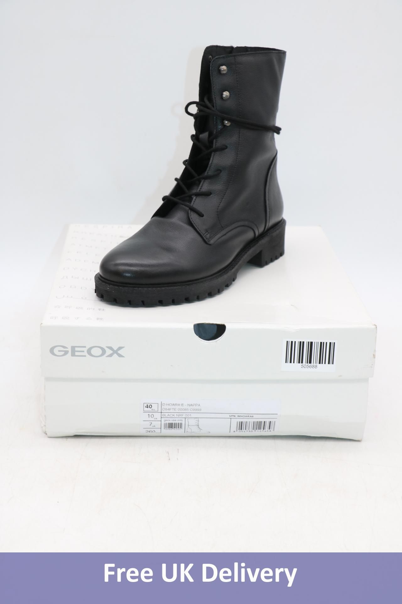 Geox Women's Hoara Combat Boots, Black, UK 7. Box damaged