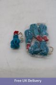 Six Santa Octopus Handmade Biodegradable Felt Ornament, Blue/Red/White