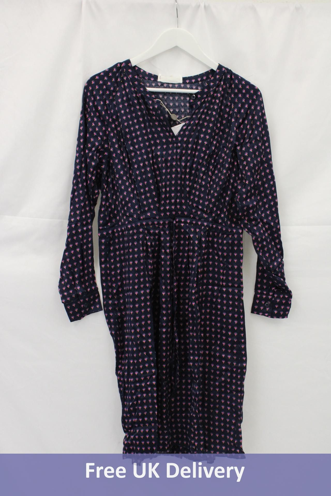 American Vintage Gitaka Long Sleeve Silk Dress, Navy, Size M
