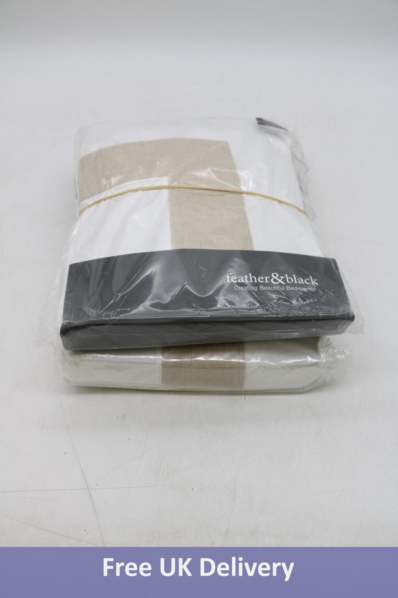Two Feather & Black Natural Collection Duvet Cover, White/Linen, Damaged Packaging