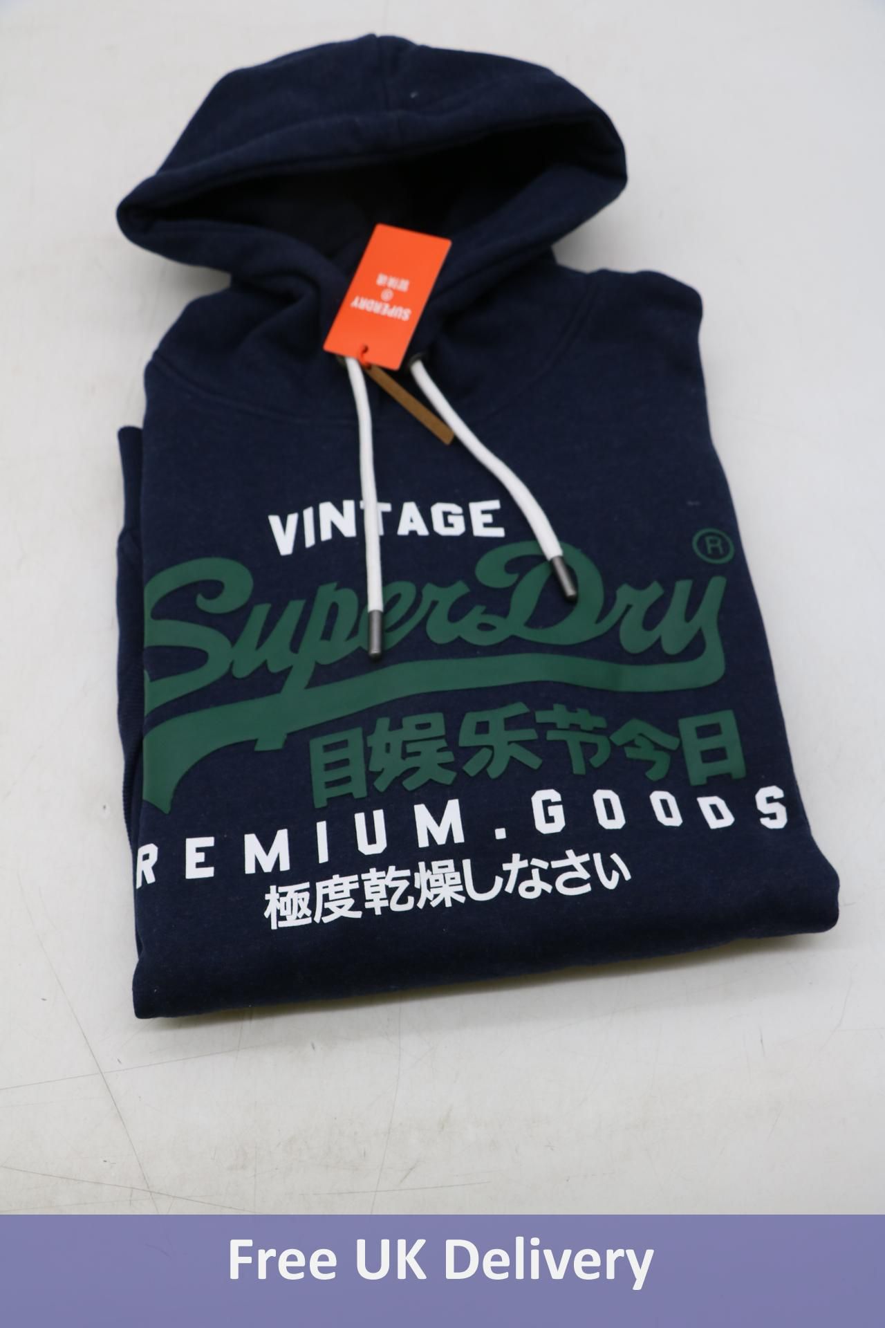 Superdry Vintage Hoodie, Midnight Blue, Size L