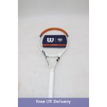 Wilson Clash 100 V2.0 Roland Garros 2023 Tennis Racket, White/Blue/Orange, Size 16x19, Frame Only