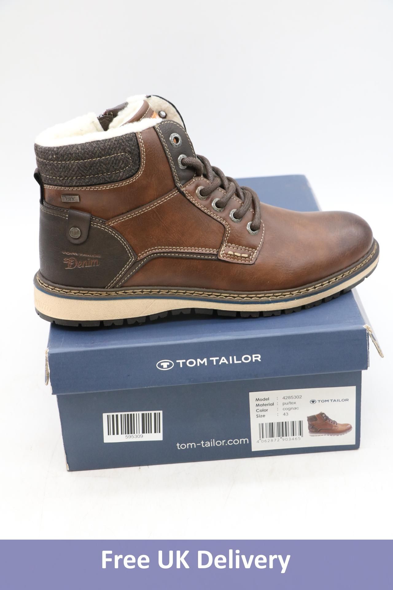 Tom Tailor Lined Boots, Cognac, Size 43