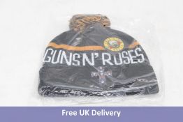 Five Guns N' Roses Unisex Cross Logo Bobble Beanie Hats, Black/Yellow