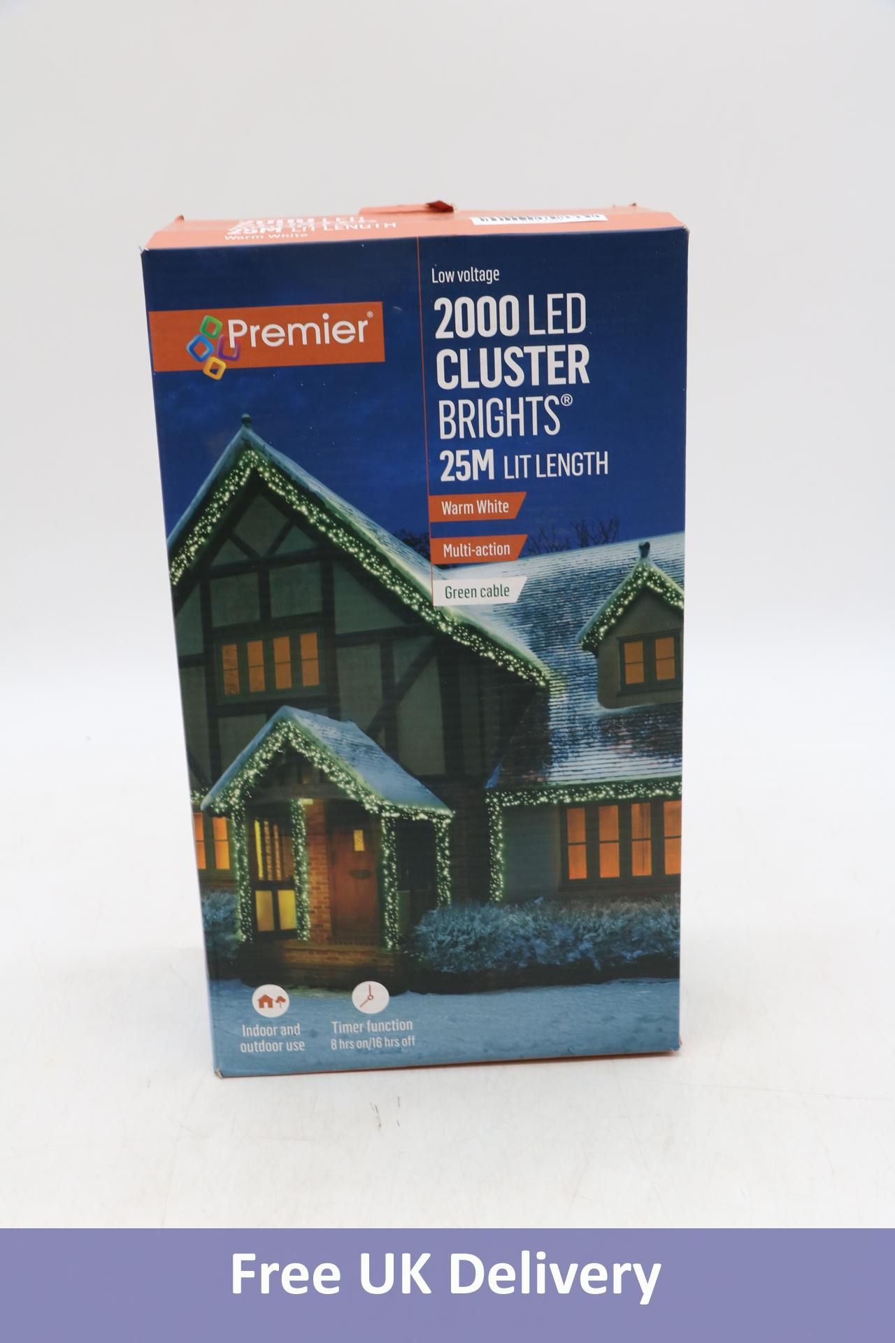 Premier 2000 LED Cluster Brights, 25m Lit Length, Warm White