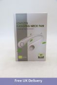 Five Leafless Portable Hanging Neck Fan, White