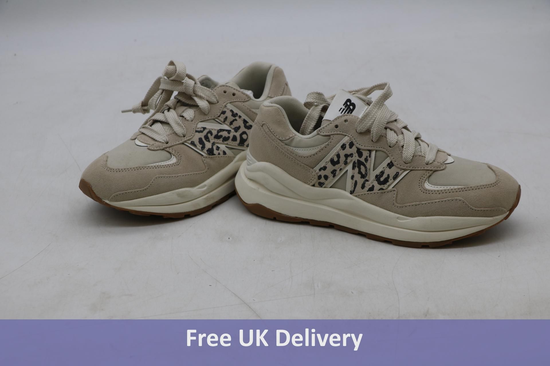 New Balance Women's 5740 Trainers, Oatmeal/Leopard Print, UK 6.5, No Box, Slightly Marked