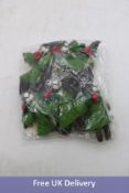 Six Fair Trade Hector Hare Felt Christmas Tree Decoration Green Coat Holly Leaves, Green/Brown