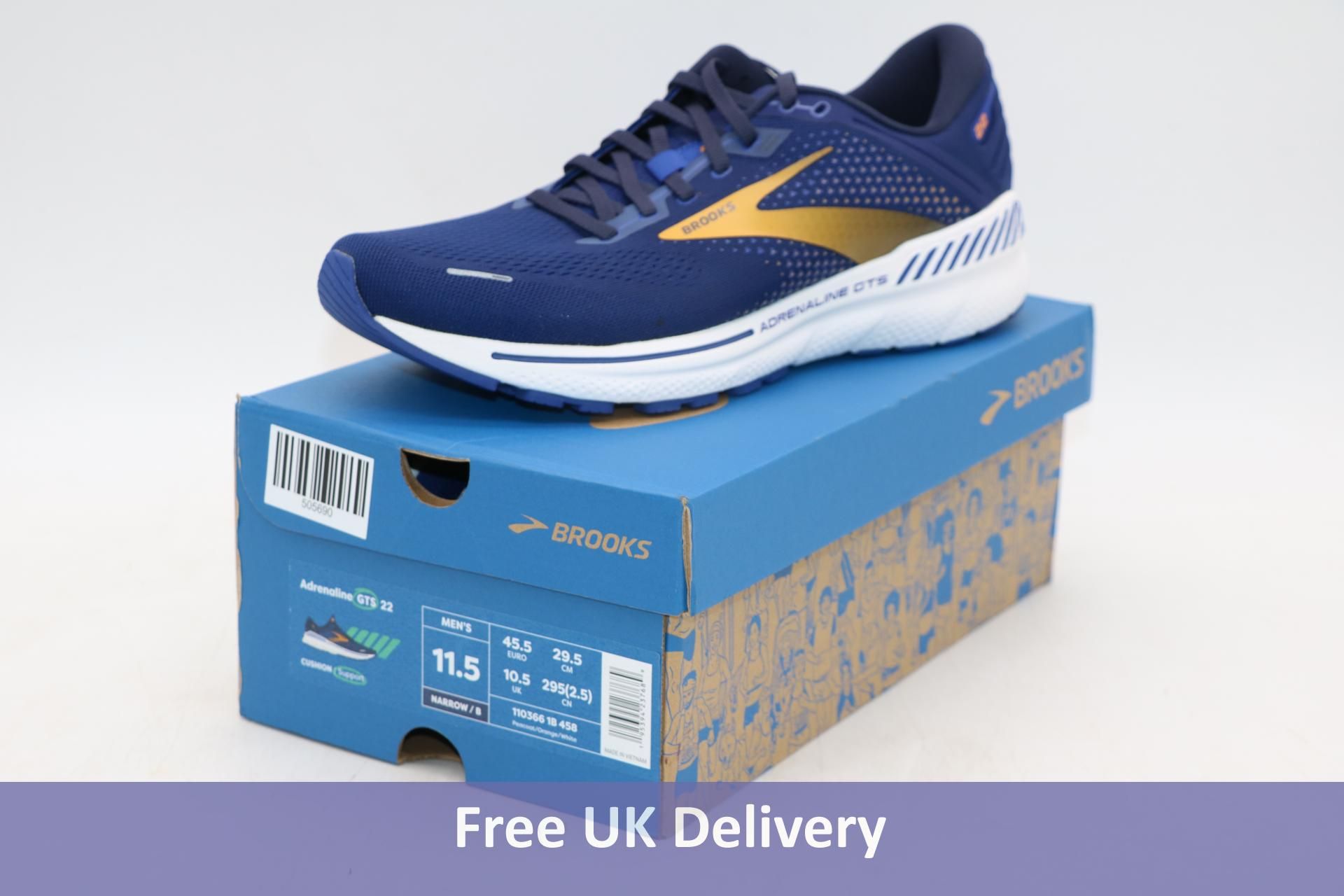 Brooks Men's Adrenaline GTS 22 Running Trainers, Dark Blue, UK 9.5