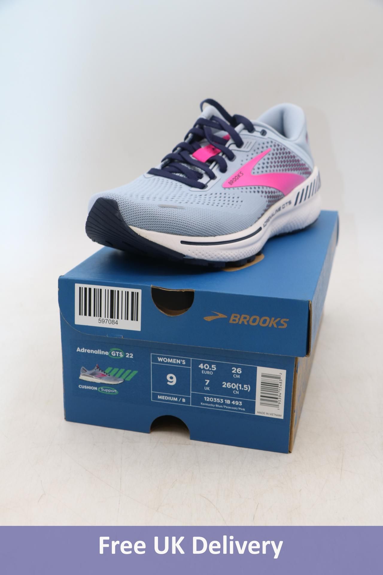 Brooks Women's Adrenaline GTS 22 Trainers, Light Blue/Pink, UK 7