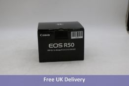 Canon EOS R50 Camera with RF-S 18-45mm F4.5-6.3 IS STM Lens. Used, not tested