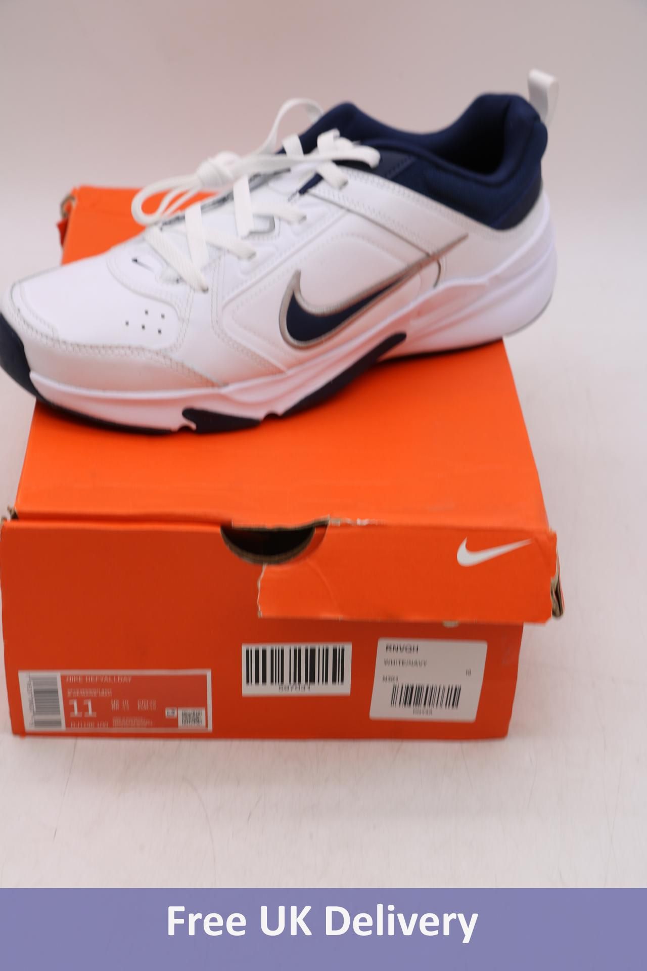 Nike Men's Defy Allday Trainers, White/Navy, UK 10. Box damaged