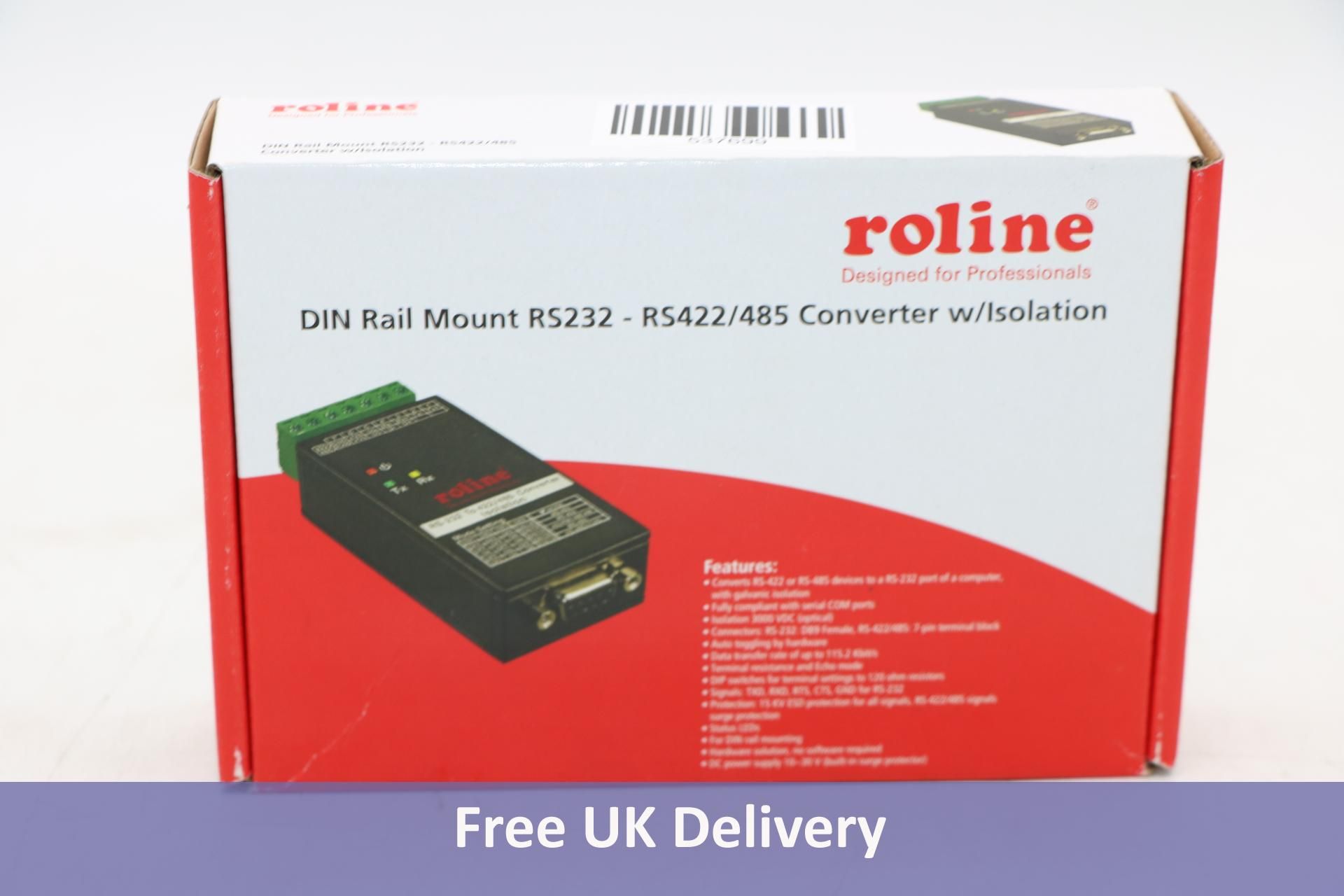 Roline DIN Rail Mount RS232-RS422/485 Converter with Isolation