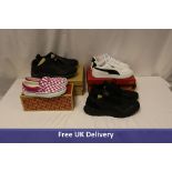 Four Pairs of Men's Trainers to include 1x Columbia, Black, UK 12, 1x Vans Classic Slip On Checkerbo