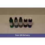 Twenty-four Bottles of Dermaglo Tattoo Artist Pigments, Various Colours, 100ml each with Spouts. Exp