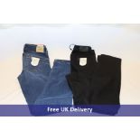 Six LUI.JO Milano items to include 1x Regular Waist Jeans, Blue, w28 l32, 1x Regular Fit Jeans, Blac