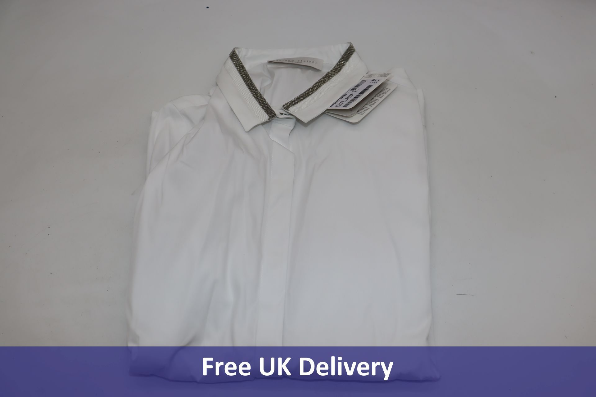 Fabiana Filippi Chain-Collar Shirt, White, Size 8