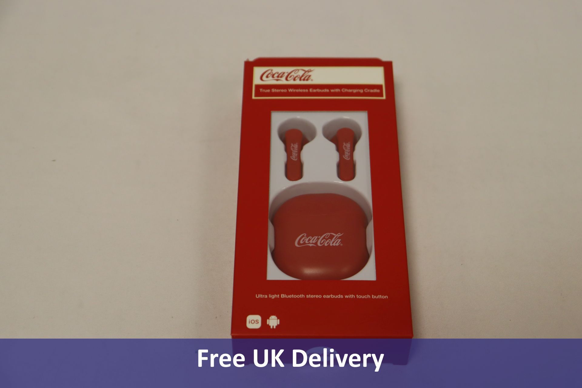 Nine Official Coca-Cola True Stereo Wireless Earbuds with Charging Cradle