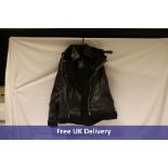 South Beach Leather Bomber Jacket, Black, XL