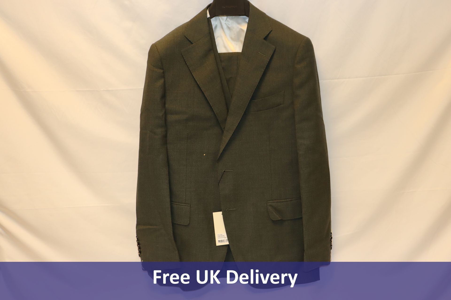 SuitSupply 3 Piece Mid Green, Jacket and Waistcoat Size 42, Trousers Size 52