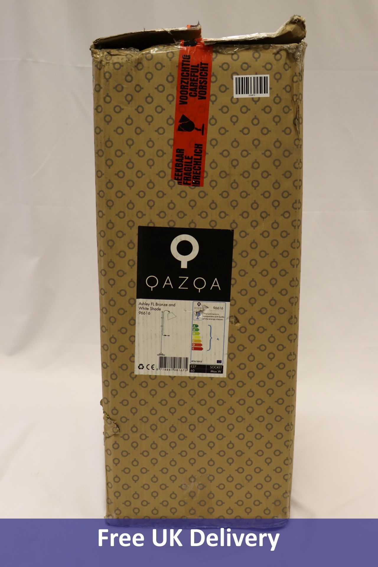 QAZQA Classic Floor Lamp Bronze with White Shade, Ashley