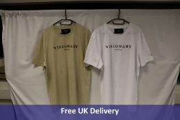 Four Sujola Visionary T-Shirts, 2x Beige, 2x White, 2XL