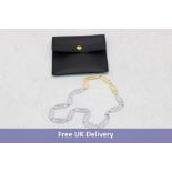 Darkai Paperclip Pave Two-tone Necklace, 18k Gold Plated