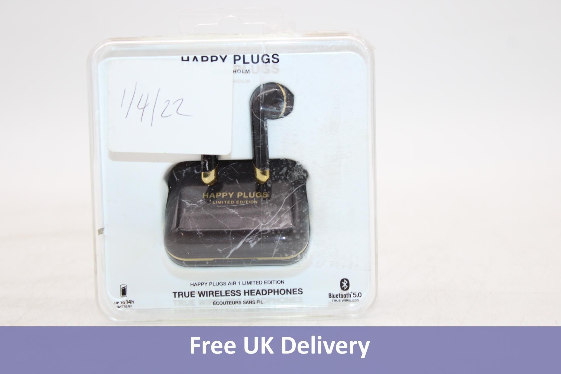 Two Happy Plugs Air1 Limited Edition In Ear True Wireless Bluetooth Earphones, Black Marble, Unteste