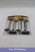 Three Irwin T10771 T Handle Hex Key Set, 8 Pieces 2mm-10mm Sizes
