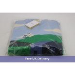 Sheep Inc Womans The Sheep Scape Crewneck Jumper, Bottle Green/Light Blue/Dark Blue, Size M