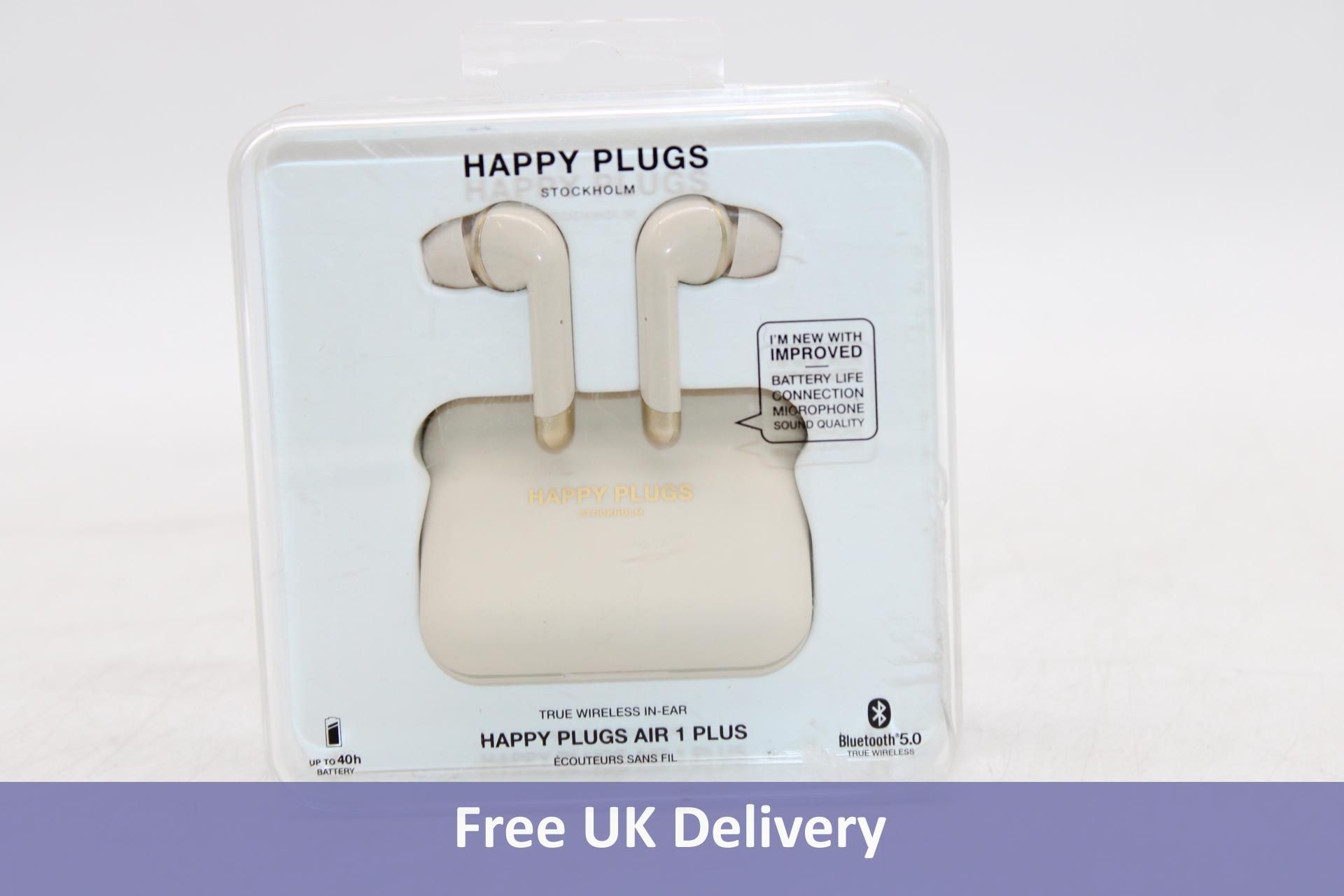 Three Happy Plugs Air1 Plus In Ear True Wireless Bluetooth Earphones, Gold, Untested, 2x Box damaged