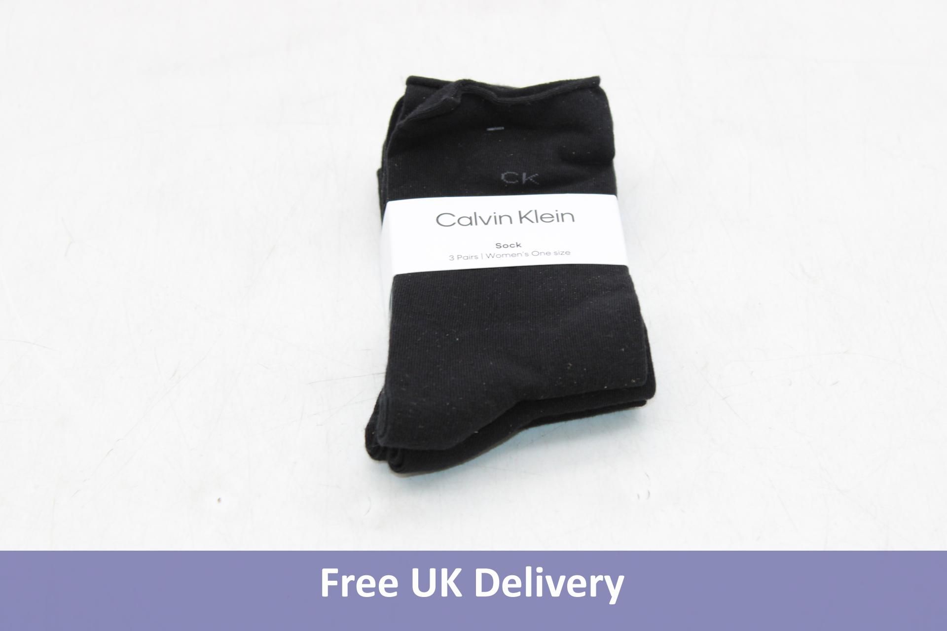 Fifteen pairs of Calvin Klein Women's Roll Top Socks, Black, One Size