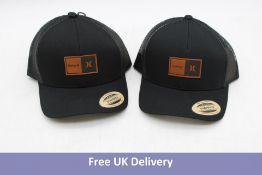 Three Hurley Men's Fairway Trucker Snapback Caps, Black, One Size