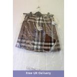 Burberry Women's Wool Pleated Check Mini Skirt, Brown, EU 34