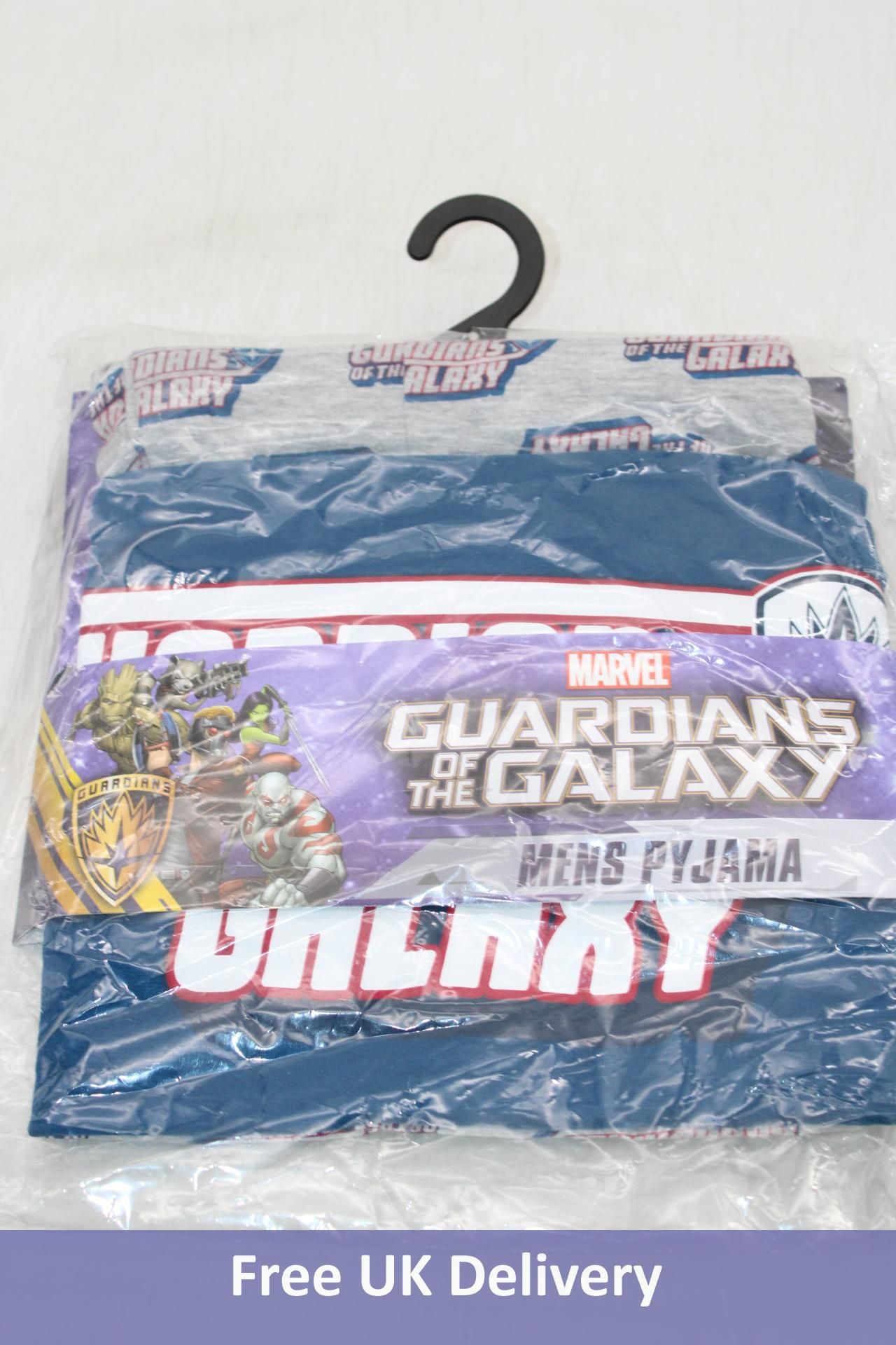 Six Guardians of the Galaxy Men's Pyjama T-Shirt and Bottoms Sets, Blue/Grey, Large