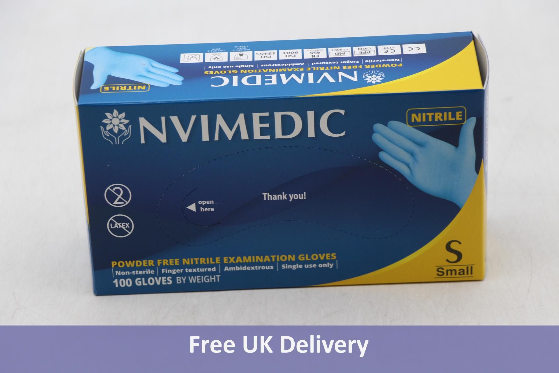 Ten Nvimedic Powder Free Nitrile Examimation Gloves, Box of 100, Size L