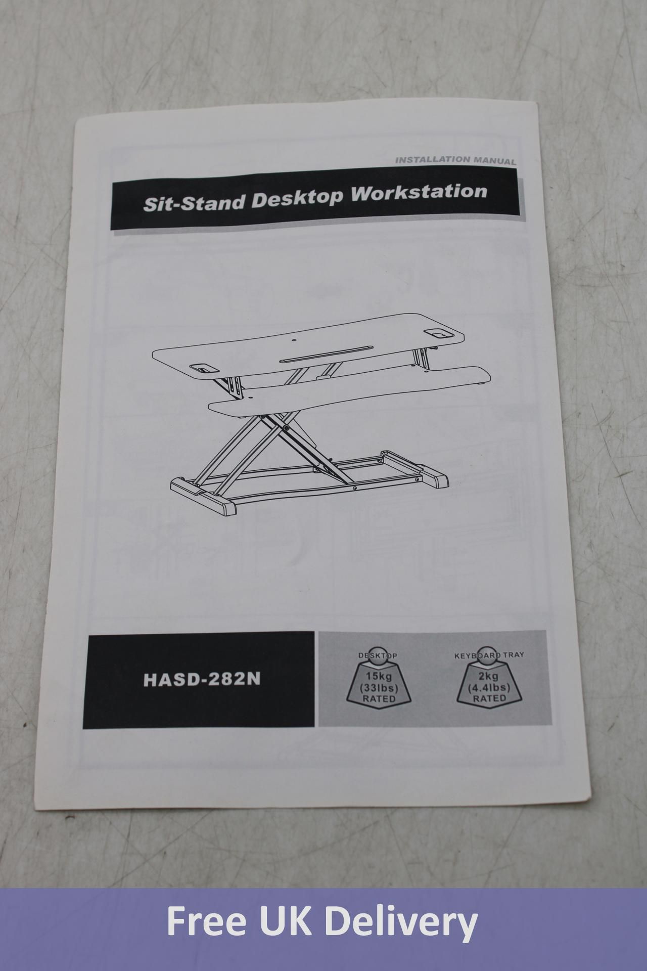 Sit-Stand Desktop Workstation, Black, 50116. Box damaged