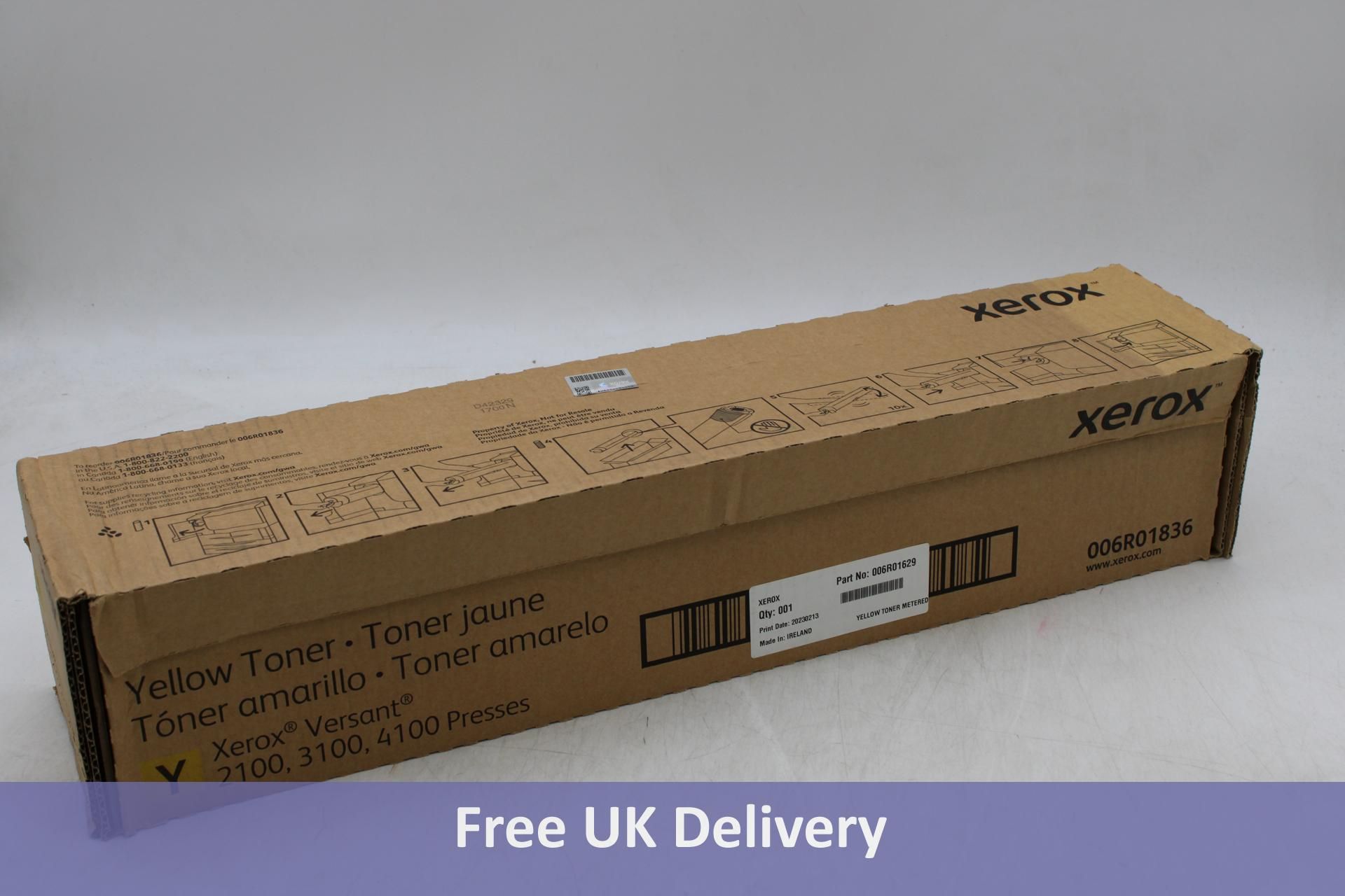 Xerox, 006R01836, Versant Original Toner Cartridge, Yellow. Box damaged