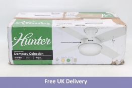 Hunter Fan Dempsey Low Profile Indoor Ceiling Fan, Fresh White, Size 44 Inch. Box damaged