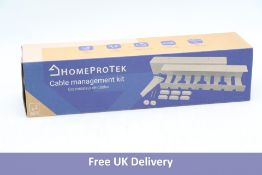 Ten Boxes of Home Protek Office Cable Management Kits, White, 2 Per Box. Box damaged