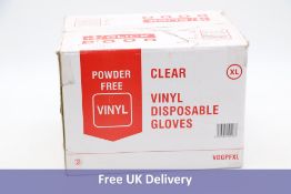 Forty boxes of Click 2000 Vinyl Disposable Powder Free Gloves, Clear, Size XL, 100 Gloves Per Box