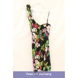 Aidan Mattox Cross Front Floral Halter Midi Dress, Black, UK Size 12