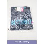 Three Toray Butterfly Logo Table Tennis T-Shirt, Navy, Size L