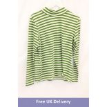 Swedish Design with Green Soul Mock Neck Top, Green/White, Size M