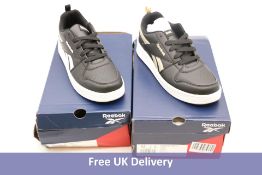 Two pairs Reebok Royal Prime 2.0 Trainers to include 1x Black/Silver, UK 5, 1x Black/White, UK 5. Bo